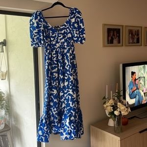Zara blue white flowy dress